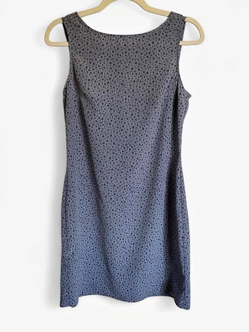 Vintage Knapp Studio California Micro Floral Mini Dress Grey Blue Medium 90s